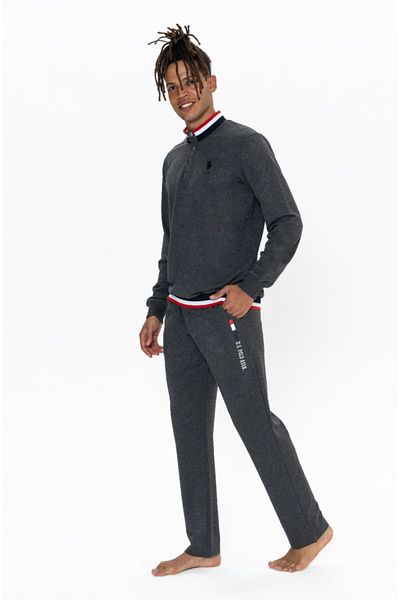 U.S. Polo Assn. Ανδρικά ρούχα για το σπίτι - Αδειοδοτημένο USPA, Anthracite Melange, Σετ 2 τεμαχίων