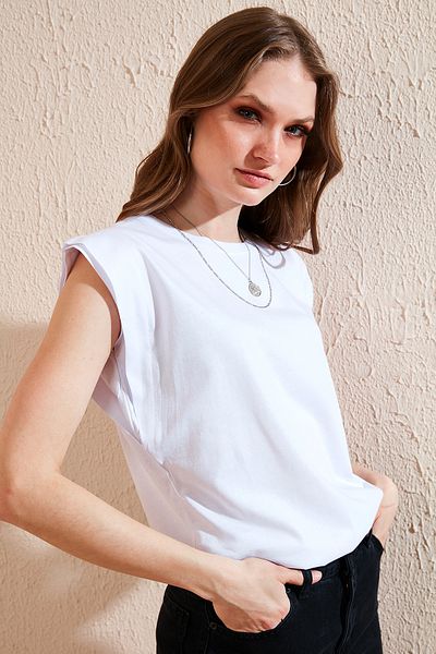 Lela Tricou fără mâneci din bumbac cu decolteu triplu 5864019