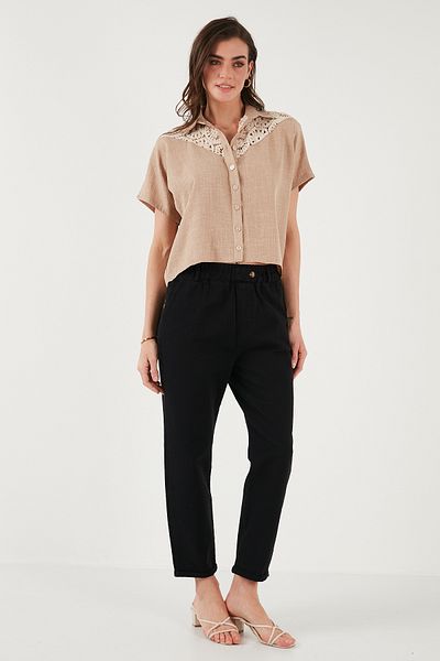 Lela Cotton Standard Fit High Waist Straight Leg Pants Pants 668Yp4924