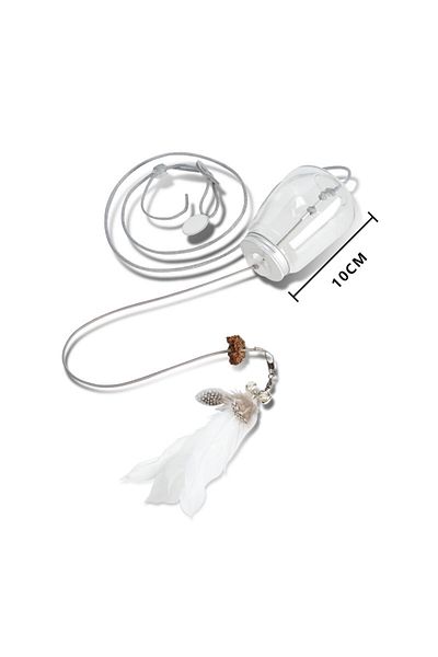Choice WHITE Cat Toy Interactive Cats Leak Food Feather Toys with Bell Hanging Door Scratch Rope Pets Food