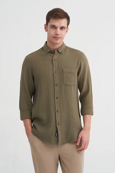 Cazador Regular Fit Cotton Muslin Long Sleeve Shirt