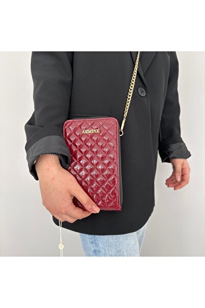 Armine Bag Capitone Patent Leather Claret Red Ar29102