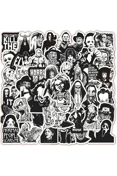 Choice 50pcs Horror 10/20/50pcs Cool Black White Thriller Horror Movie Stickers DIY Toys Car Skateboard Gui