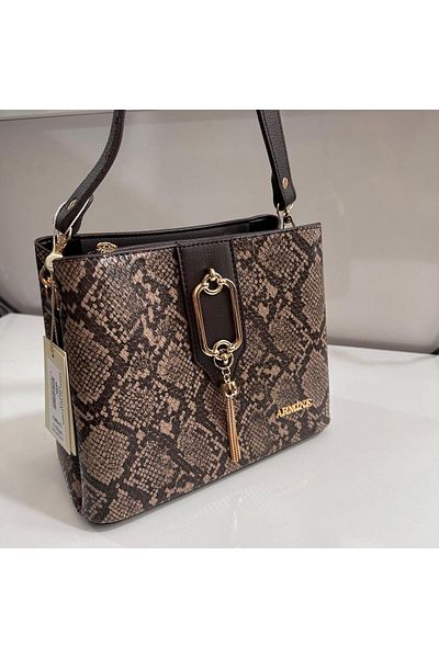 Armine Brown Snake Patterned Bag - AR36102