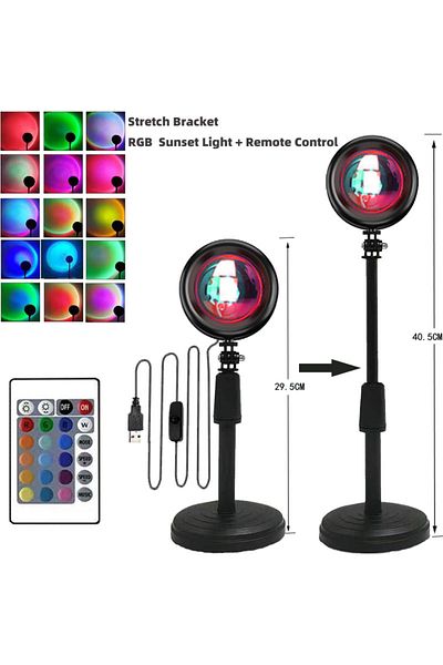 Choice RGB 40.5CM Stand Sunset Projector Lamp Rainbow Atmosphere Night Light Sunset Light For Bedroom Room