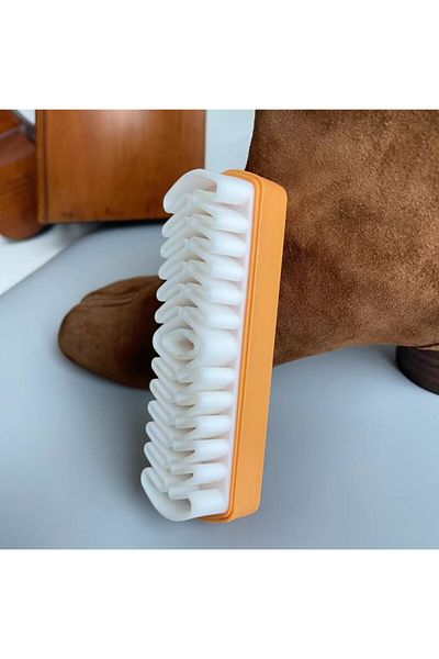 Choice Plastic Handle Leather Brush For Suede Boots Bags Scrubber Cleaner White Rubber Crepe Shoe Brush Hou