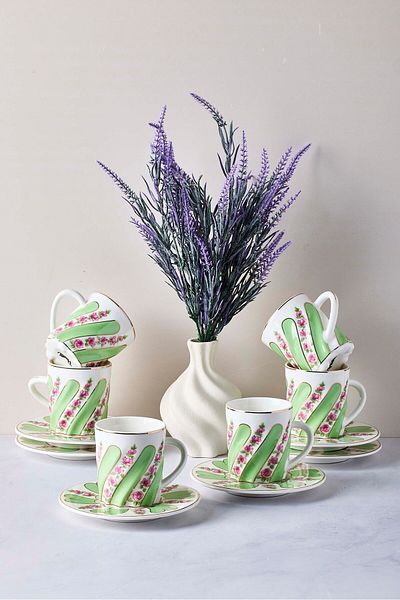 Perotti Kuzguncuk 12-Piece Porcelain Coffee Set for 6
