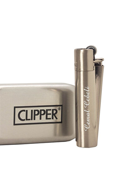 Clipper Isme Özel Clipper Çakmak Hediyelik Özel Kutulu Silver Gümüş Renk