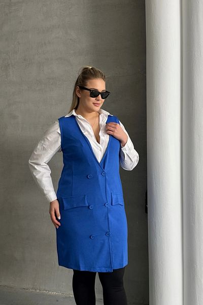 Stil Diva Plus Size Zero Sleeve Button Front Pocket Look Cardigan 300862