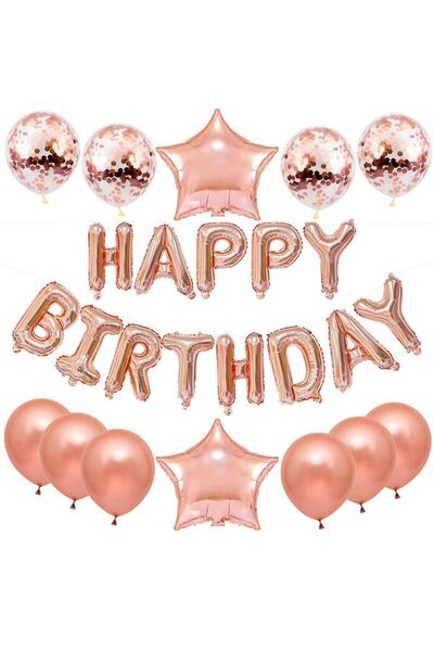Choice5 16INCH rose gold 25pcs/set Happy Birthday Ballo Set Foil Letter Ballo...