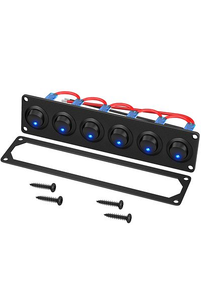 Daiertek 6 Gang Switch Panel 12v Boat Rocker Toggle Switch Panel 12 Vdc 20a 3 Pin Spst On-off Swi...