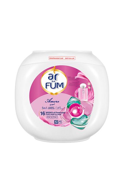 ArFum PODS,5-in-1 Laundry Detergent Capsule,16 Weeks Fragrance,Pack of 2 X 42 (84 Capsules) Amore