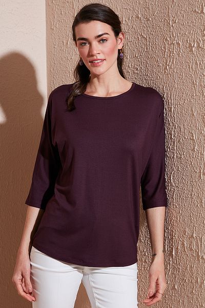 Lela Bluză cu mâneci trei sferturi cu gât crew BLUZ 5861416 Y