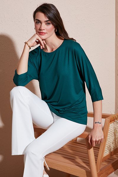 Lela Μπλούζα με λαιμόκοψη τριών τετάρτων BLUZ 5861416 Υ