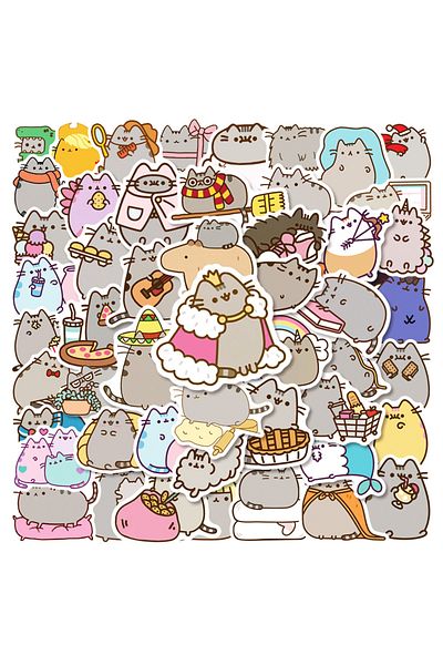 Choice 50PCS 50PCS Cute Kawaii Chunky Cat Stickers Aesthetic Decals DIY Stationery Scrapbook Phone Diary Gr