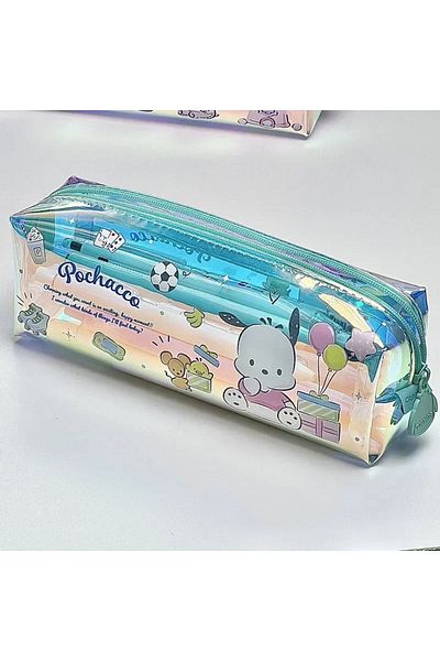 Choice 2 Cute Melody Pochacco Kuromi Figure Pencil Case Storage Bag No Interlayer Transparent Water Proof .