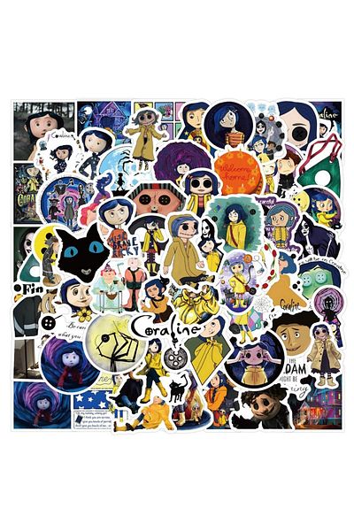 Choice black 60pcs/Set Horror Movie Coraline & the Secret Door Stickers Phone Scrapbook Suitcase Cartoon Gr