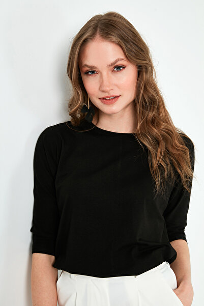 Lela Μπλούζα μπλούζα με λαιμόκοψη τριών τετάρτων 5861416 και