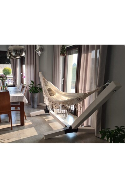 HaleVia Doğal Ahşap Hamak Beyaz Ahşap Hamak