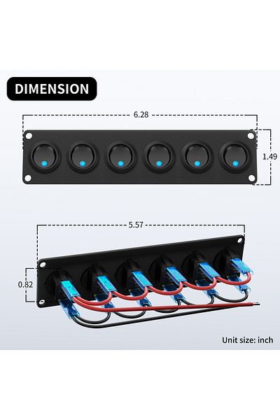 Daiertek 6 Gang Switch Panel 12v Boat Rocker Toggle Switch Panel 12 Vdc 20a 3 Pin Spst On-off Swi...