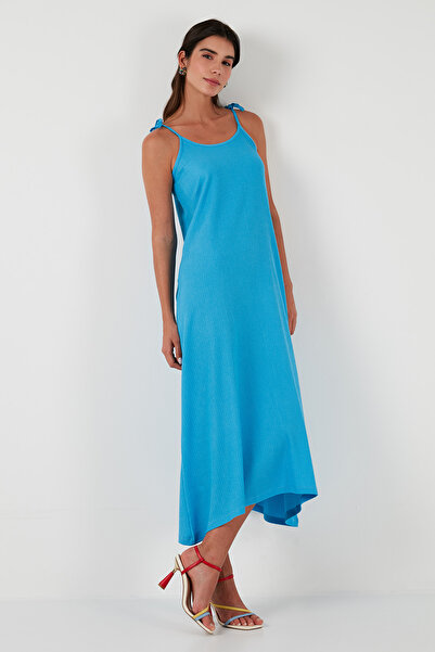 Lela Regular Fit Ip Askılı Uzun Elbise Elbise 5865732