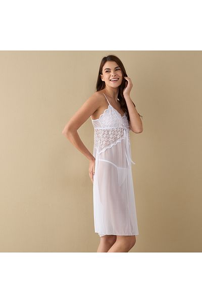 FAV Lace Detail Slip Dress with Adjustable Straps and Thongs