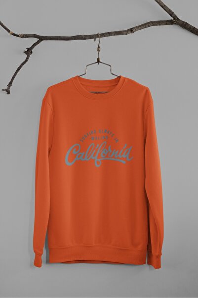 Butik سويت شيرت برقبة دائرية وأكمام طويلة للجنسين مطبوع عليه كاليفورنيا