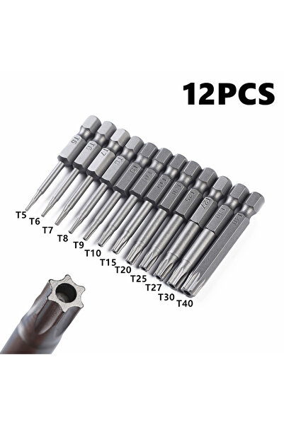 Choice 12 قطعة 12 قطعة 50 مم 1/4 بوصة سداسية الشكل ذات ثقب أمان من نوع Torx -...