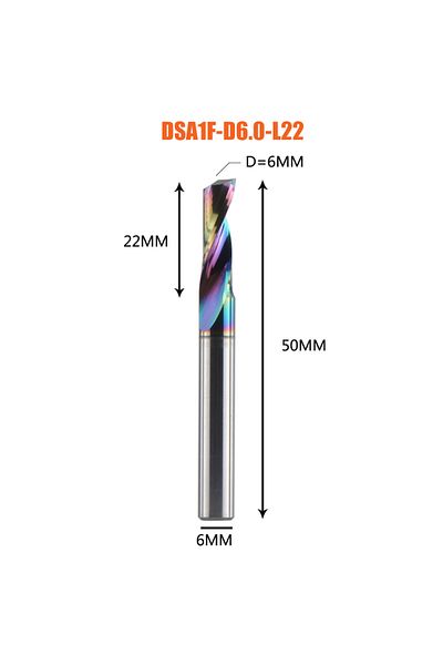 DREANIQUE DSA1F-D6.0-L22 Dreanique 1pc 3.175 4 6 8mm CNC Single Flute Solid Tungsten Carbide Alloy End Mill, D