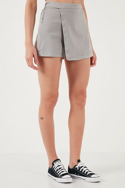 Lela Bumbac, cu fermoar, mini pantaloni scurți asimetrici, fuste, pantaloni scurți, 668YP4411
