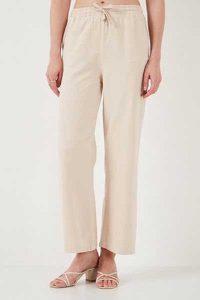 Lela Cotton Relaxed Fit High Waist Wide Leg Pants Pants 668Yp5118