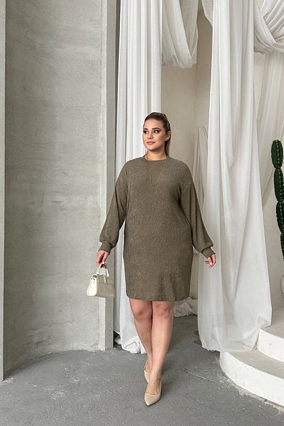 Stil Diva Plus Size Long Sleeve Crew Neck Straight Cut Dress 100-190