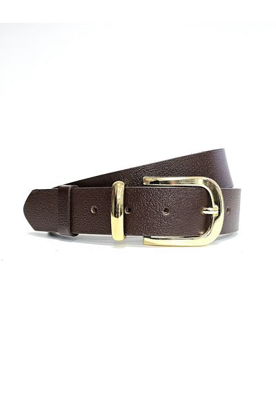 Kemerix Ζώνη από 100% γνήσιο δέρμα χρυσό 3,2 cm Bitter Brown