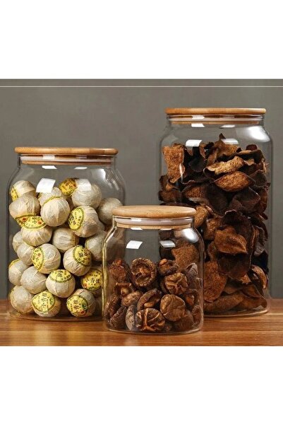 Qerhome Vacuum Bamboo Lid Glass Food Jar 3 Sizes (2-3-4 Liters)