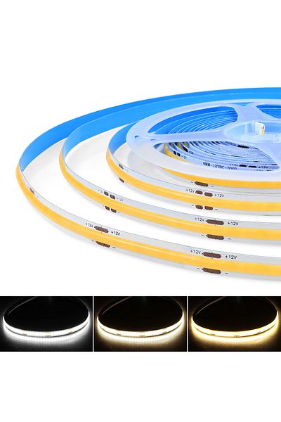 CHNAITEKE 10m DC 12V Natural White 5M 10M FOB COB LED Strip Lights High Density Flexible Diode Tape Light 3000