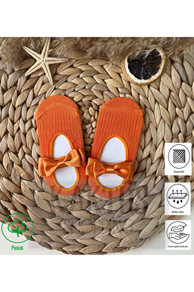 YASYAS Baby Girl Orange Bow Cotton Ballerina Socks