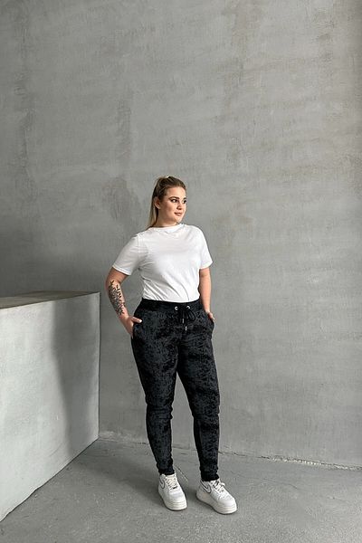Stil Diva Plus Size Gathered Waist Tight Leg Pocket Patterned Trousers 304056