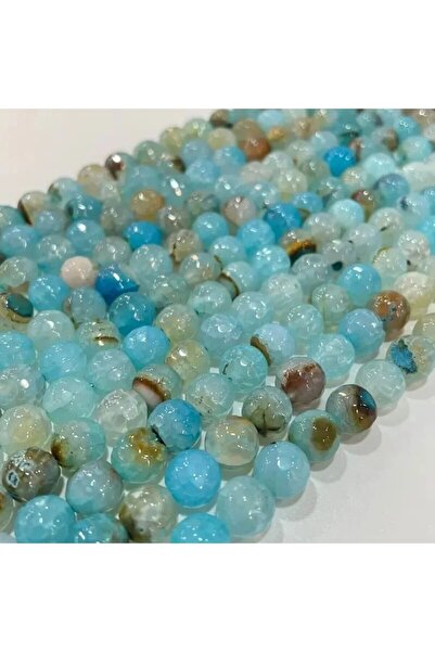 Choice 6 مم أزرق مرصع بعقيق أكوامارين 6-10 مم، خرز كرة قدم، يُستخدم في القلائ...