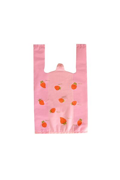 Choice Other Pink 50pcs Hand-carrying Shopping Packaging Bag, Jewelry Gift Vest Bag, Cute Pink Strawberry P