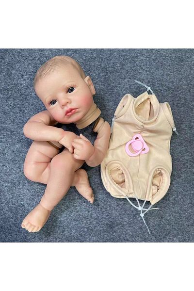 MRB Painted Doll Kit 20Inch Already Painted Reborn Baby Kit LouLou Awake With Hair and Eyelashes 3D Pain