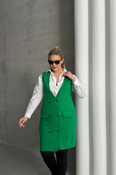 Stil Diva Plus Size Zero Sleeve Button Front Pocket Look Cardigan 300860