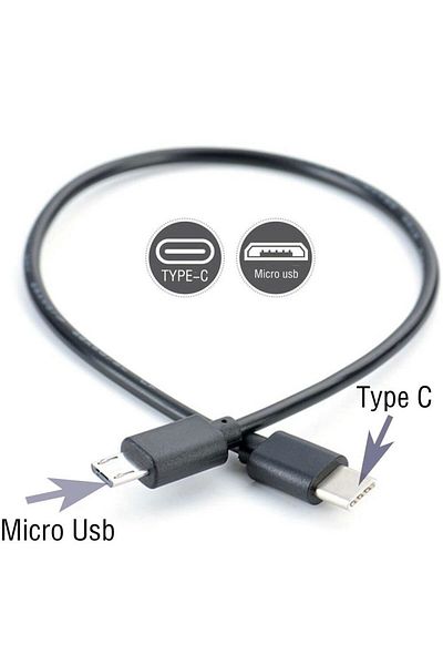 Choice كابل محول شاحن OTG من النوع C إلى Micro 25 سم من النوع C إلى Micro USB ذكر لمزامنة الشحن للهاتف
