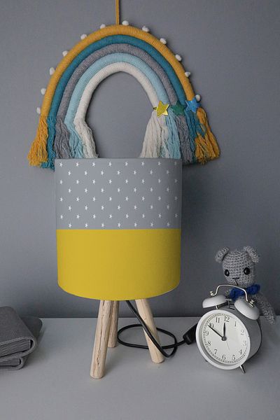 BelezaHome Gray Yellow Star Decorative Children's Room Lampshade