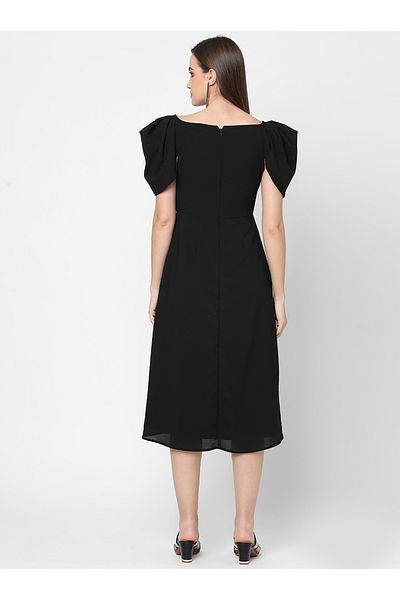 Mish By Styli Boat Neck Beaded Waistband Midi Dress