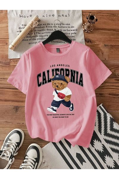 Know Μπλουζάκι με στάμπα ροζ California Bear
