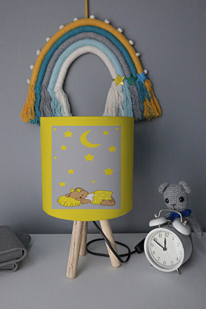 BelezaHome رمادي أصفر سليبي بير ديكور غرفة الأطفال عاكس الضوء