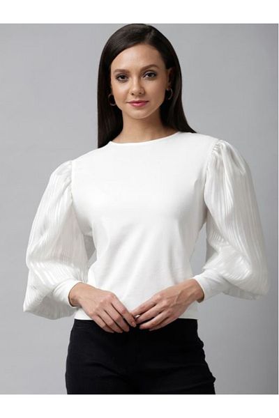 Kassually By Styli Textured Cuffed Sleeves Casual Top
