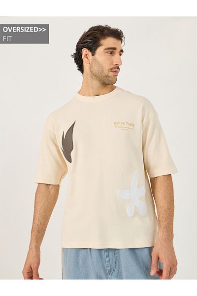 Styli Waffle Knit Applique Graphic Oversized T-Shirt