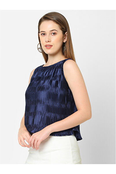 Mish By Styli Pleated Boat Neck Top