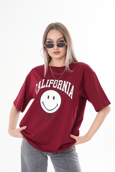 ŞİMAL Tricou oversize cu decolteu rotund cu imprimeu pentru femei 250112   -